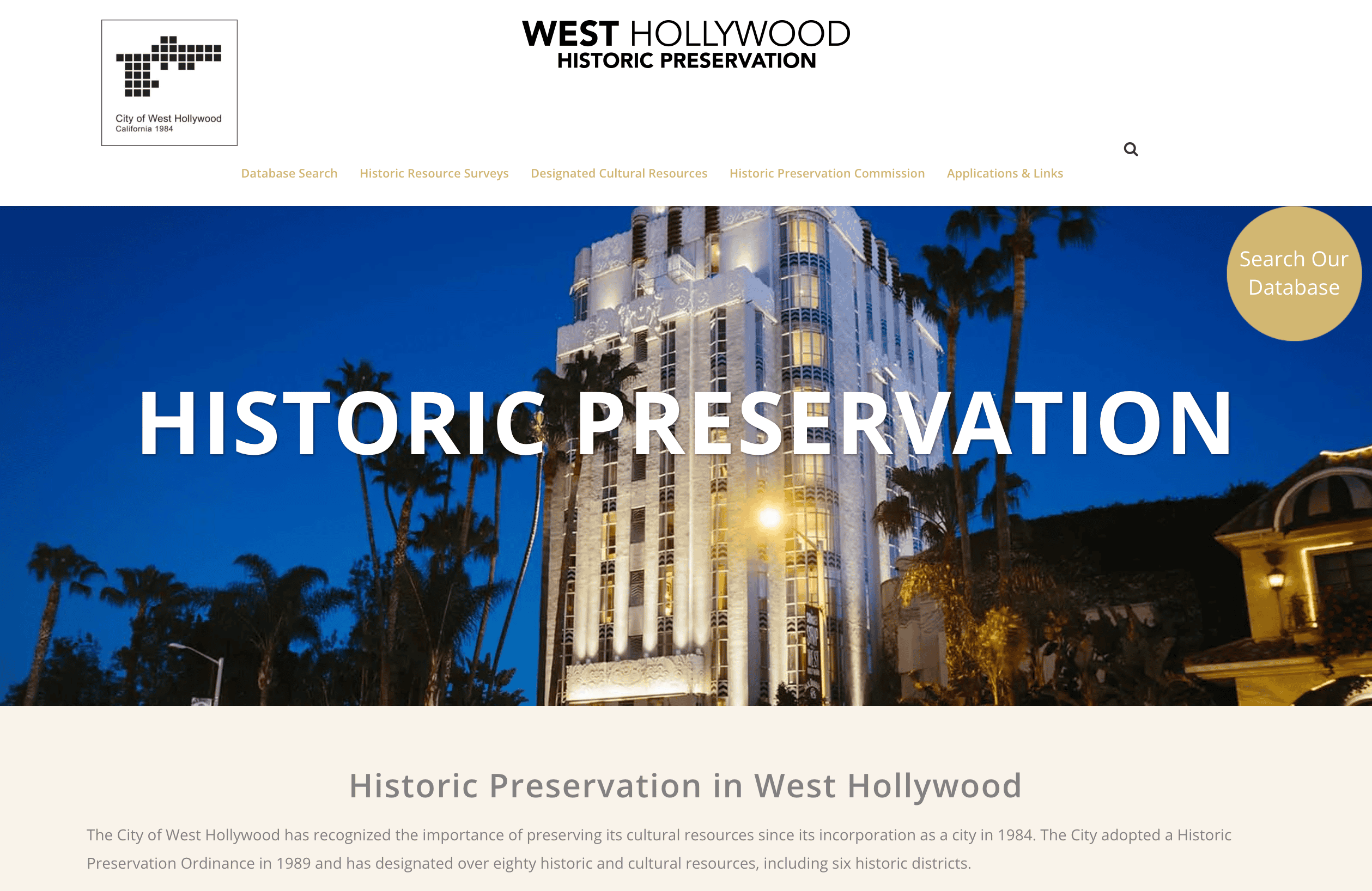 Screenshot of British Columbia Register of Historic Places